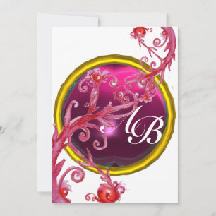 MAGIC BERRIES 4,MONOGRAMM rotes Age Einladung