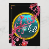 MAGIC BERRIES 4,MONOGRAMM rotes Age Einladung (Vorne/Hinten)