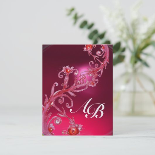MAGIC BERRIES 4,MONOGRAMM, rotes Ruby-Eis Einladung (Stehend Vorderseite)