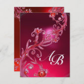 MAGIC BERRIES 4,MONOGRAMM, rotes Ruby-Eis Einladung (Vorne/Hinten)