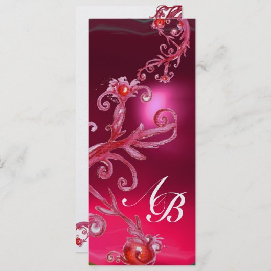 MAGIC BERRIES 4,MONOGRAMM, rotes Ruby-Eis Einladung (Vorne/Hinten)