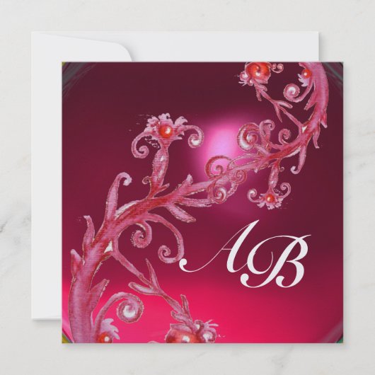 MAGIC BERRIES 4,MONOGRAMM, rotes Ruby-Eis Einladung (Vorderseite)