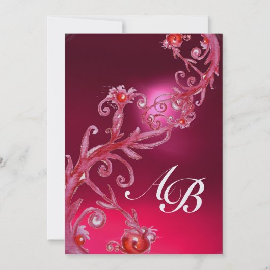 MAGIC BERRIES 4,MONOGRAMM, rotes Ruby-Eis Einladung (Vorderseite)