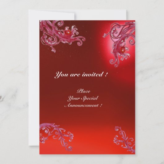 MAGIC BERRIES 4,MONOGRAMM, rotes Ruby-Eis Einladung (Rückseite)