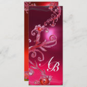 MAGIC BERRIES 4,MONOGRAMM, rotes Ruby-Eis Einladung (Vorne/Hinten)