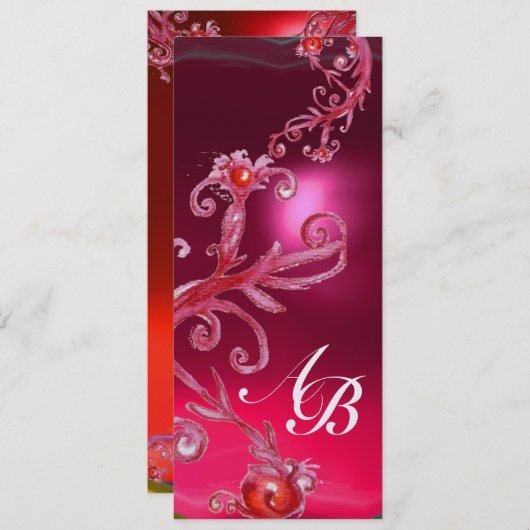 MAGIC BERRIES 4,MONOGRAMM, rotes Ruby-Eis Einladung (Vorne/Hinten)