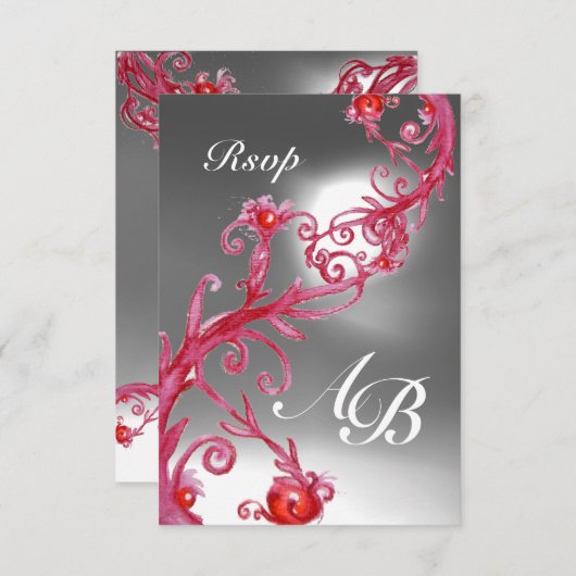 MAGIC BERRIES 4,MONOGRAMM uAwg Einladung (Vorne/Hinten)
