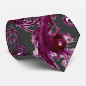 MAGIC BERRIES Fantasy Gray Lila Red Floral Swirl Krawatte (Gerollt)