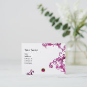 MAGIC BERRIES FUCHSIA GEM MONOGRAM, Schwarz-weiß Visitenkarte (Stehend Vorderseite)