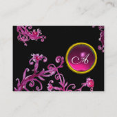 MAGIC BERRIES FUCHSIA GEM MONOGRAM, Schwarz-weiß Visitenkarte (Rückseite)