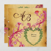 MAGIC BERRIES KLEEBLATT HERZ MONOGRAM Pergament Einladung (Vorne/Hinten)