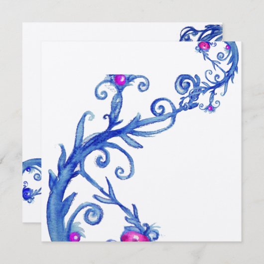 MAGIC BERRIES, lila Gold aus weißem Metall Einladung (Vorne/Hinten)