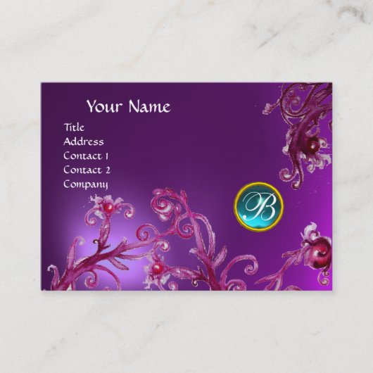 MAGIC BERRIES MONOGRAM, Amethyst lila blau Visitenkarte (Vorderseite)