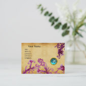 MAGIC BERRIES MONOGRAM, Aquamarinblauer Pergament Visitenkarte (Stehend Vorderseite)