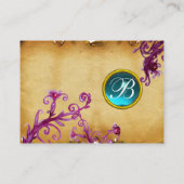 MAGIC BERRIES MONOGRAM, Aquamarinblauer Pergament Visitenkarte (Rückseite)