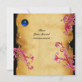 MAGIC BERRIES MONOGRAM, blau Einladung (Rückseite)