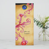 MAGIC BERRIES MONOGRAM, blau Einladung (Stehend Vorderseite)