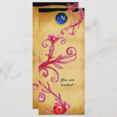 MAGIC BERRIES MONOGRAM, blau Einladung (Vorne/Hinten)