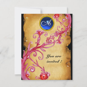 MAGIC BERRIES MONOGRAM, blau Einladung