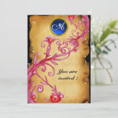 MAGIC BERRIES MONOGRAM, blau Einladung (Stehend Vorderseite)