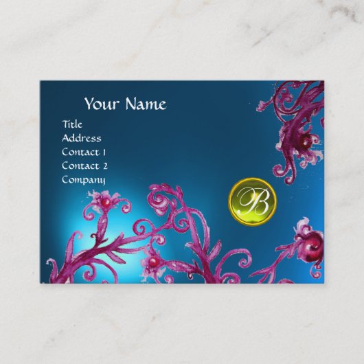 MAGIC BERRIES MONOGRAM, Blauer Saphir, Topaz gelb Visitenkarte (Vorderseite)