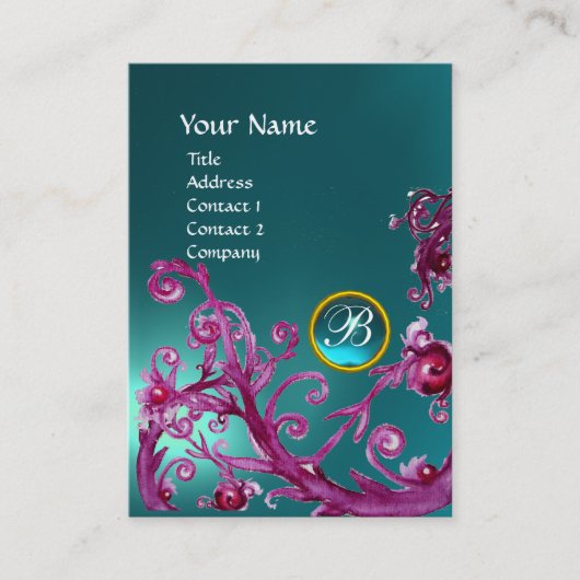 MAGIC BERRIES MONOGRAM GEM aquamarinblau Visitenkarte (Vorderseite)