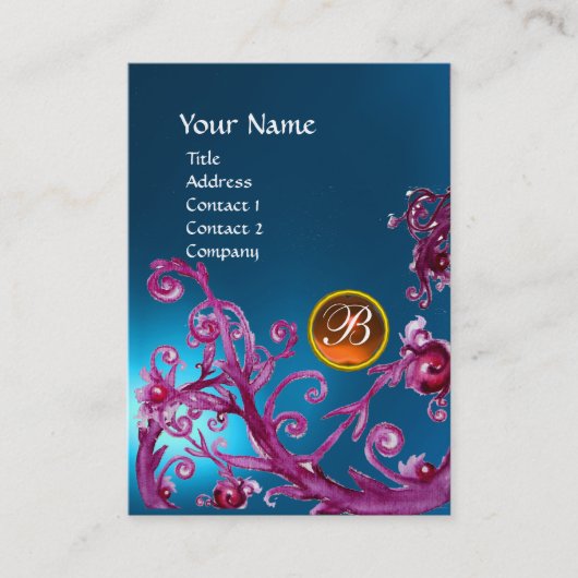 MAGIC BERRIES MONOGRAM GEM saphire blue orange Visitenkarte (Vorderseite)