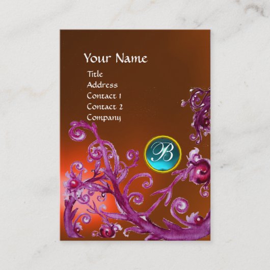 MAGIC BERRIES MONOGRAM GEM topaz orange blau Visitenkarte (Vorderseite)