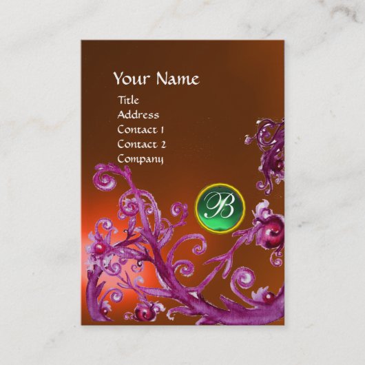 MAGIC BERRIES MONOGRAM GEM topaz orange grün Visitenkarte (Vorderseite)