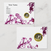 MAGIC BERRIES MONOGRAM, Graue Agate Leinen Visitenkarte (Vorne/Hinten)