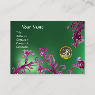 MAGIC BERRIES MONOGRAM, Grey Agate Jade Green Visitenkarte