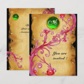 MAGIC BERRIES MONOGRAM, grün Einladung (Vorne/Hinten)