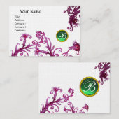 MAGIC BERRIES MONOGRAM Jadegrüne Leinen Visitenkarte (Vorne/Hinten)