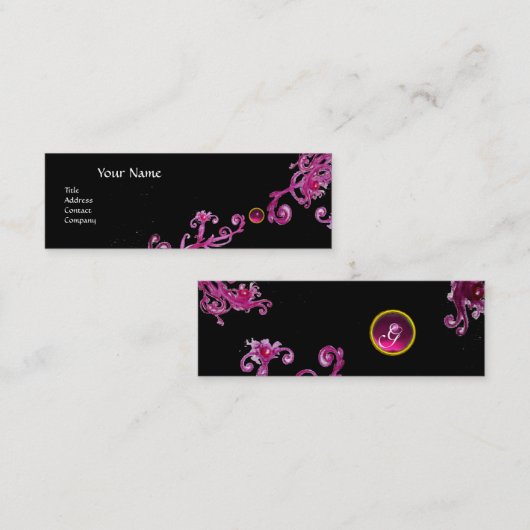 MAGIC BERRIES MONOGRAM lila rosa Mini Visitenkarte (Vorne/Hinten)