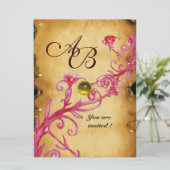 MAGIC BERRIES MONOGRAM Parchment Gelber Topaz Einladung (Stehend Vorderseite)