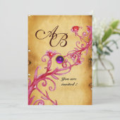 MAGIC BERRIES MONOGRAM Parchment Lila Amethyst Einladung (Stehend Vorderseite)