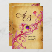 MAGIC BERRIES MONOGRAM Parchment Lila Amethyst Einladung (Vorne/Hinten)