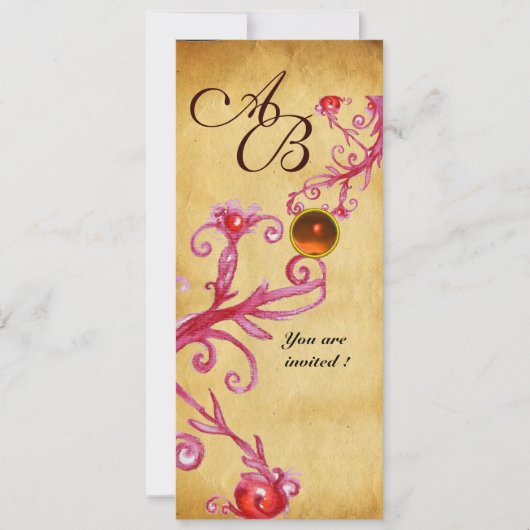 MAGIC BERRIES MONOGRAM Parchment Orange Agate Einladung (Vorderseite)