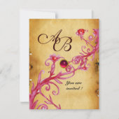 MAGIC BERRIES MONOGRAM Parchment Red Ruby Einladung (Vorderseite)