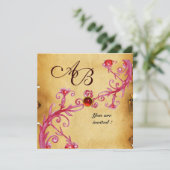 MAGIC BERRIES MONOGRAM Parchment Red Ruby Einladung (Stehend Vorderseite)