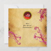 MAGIC BERRIES MONOGRAM Parchment Red Ruby Einladung (Rückseite)