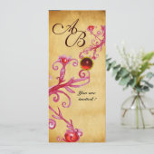 MAGIC BERRIES MONOGRAM Parchment Red Ruby Einladung (Stehend Vorderseite)