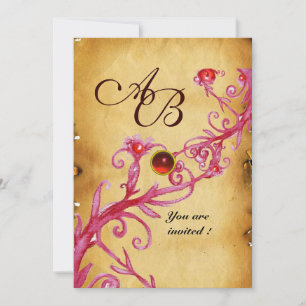 MAGIC BERRIES MONOGRAM Parchment Red Ruby Einladung