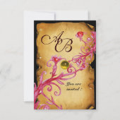 MAGIC BERRIES MONOGRAM-Pergament Gelbe uAwg Einladung (Vorderseite)