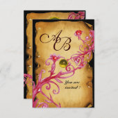 MAGIC BERRIES MONOGRAM-Pergament Gelbe uAwg Einladung (Vorne/Hinten)