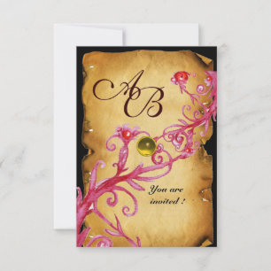 MAGIC BERRIES MONOGRAM-Pergament Gelbe uAwg Einladung