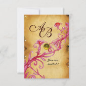 MAGIC BERRIES MONOGRAM-Pergament Gelbe uAwg Einladung (Vorderseite)