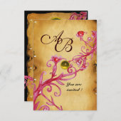 MAGIC BERRIES MONOGRAM-Pergament Gelbe uAwg Einladung (Vorne/Hinten)