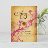 MAGIC BERRIES MONOGRAM Pergament Orange Einladung (Stehend Vorderseite)