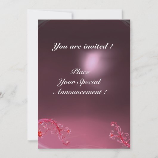 MAGIC BERRIES, MONOGRAM pnk amethyst rot Einladung (Rückseite)